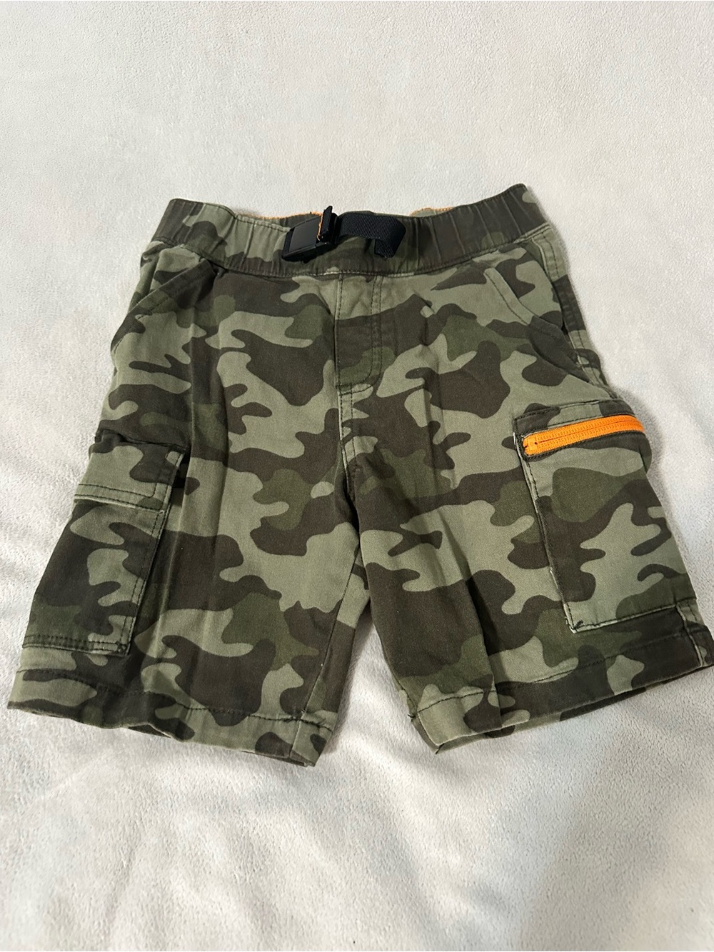 Garanimals Boys Camo Cargo Shorts with Orange Zip Accent